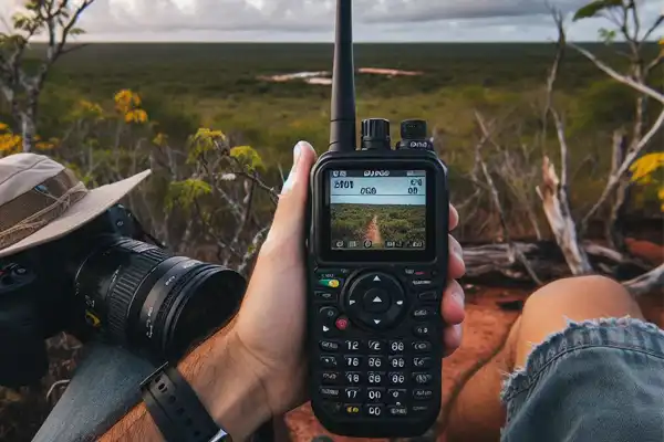 rádios comunicadores e GPS para fotógrafos no Cerrado